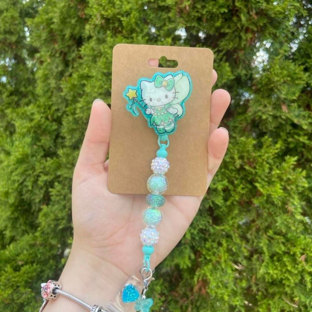 Fairy Hello Kitty Beaded Badge Reel
